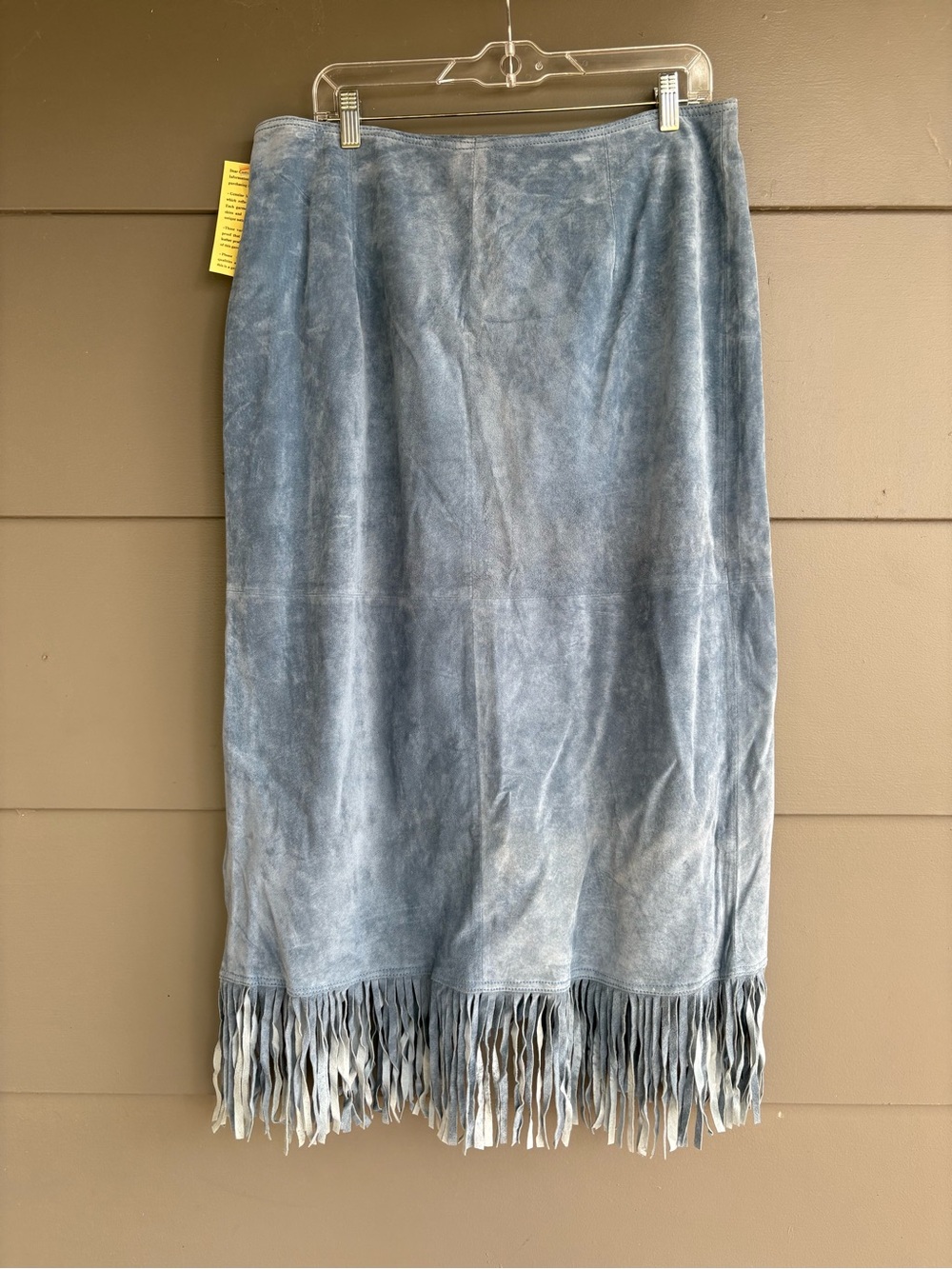 Vintage 90’s Blue Suede Newport News Styleworks Fringe Wrap Skirt NWT - Picture 4 of 11